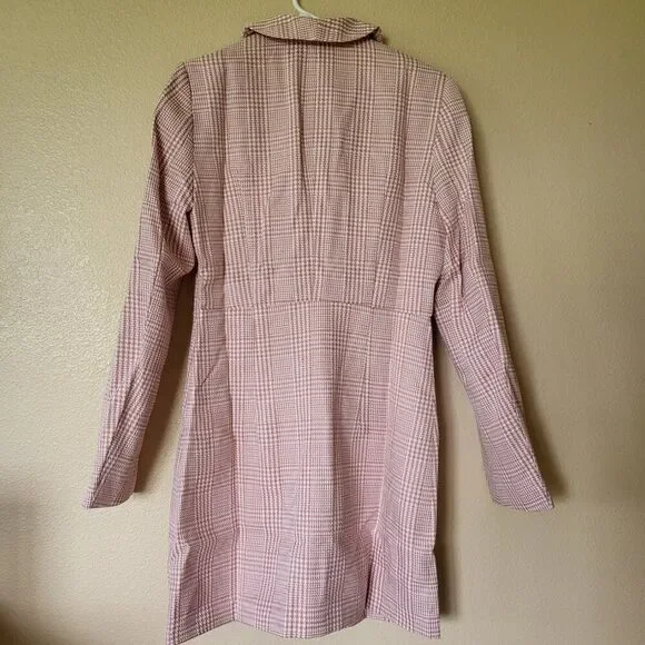 Women’s Choosy Long Sleeve Blazer Dress – Pink & White Checkered – NWT - Picture 3 of 7
